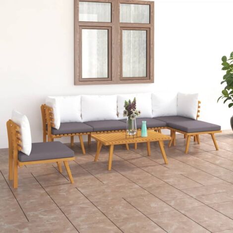 7 pcs Salon de jardin Salon d'extérieur Ensemble Meuble de Jardin Mobilier d'Extérieur avec coussins Bois d'acacia solide XFNRX411747 (1/5)