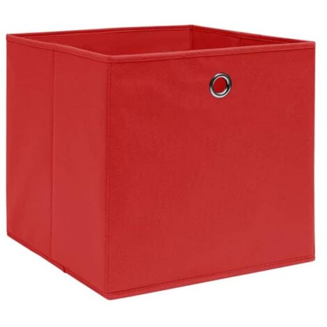 Boîtes de rangement 4 pcs Tissu intissé 28x28x28 cm Rouge (1/5)