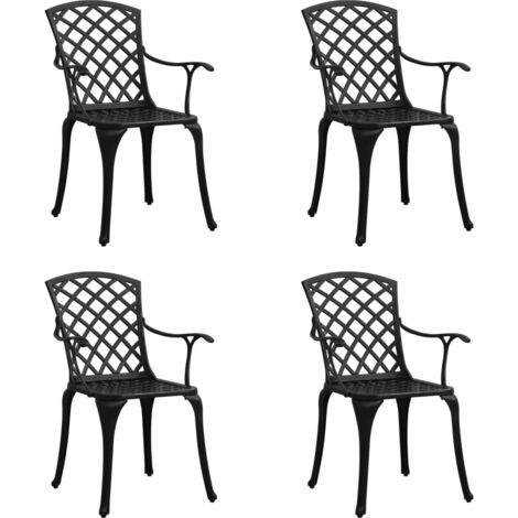 Lot de 4 Chaises de jardin Siège de Terrasse Fauteuil de jardin Aluminium coulé Noir DHNET9590210 (1/5)