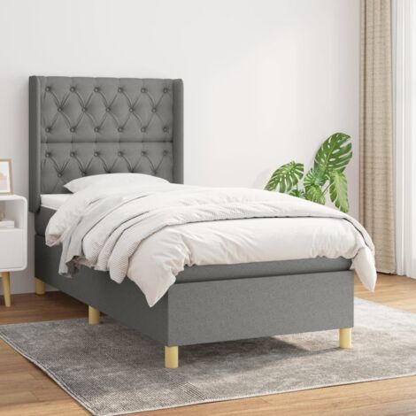 Lit Adulte - Lit à sommier tapissier avec matelas - Meuble de Chambre à Coucher - Gris foncé 80x200 cm Tissu XEJZT524792 (1/5)