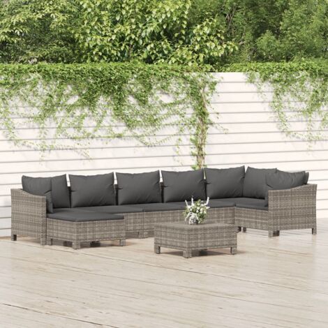 8 pcs Salon de jardin Salon d'extérieur Ensemble Meuble de Jardin Mobilier d'Extérieur avec coussins Gris Résine tressée XFNRX813703 (1/5)