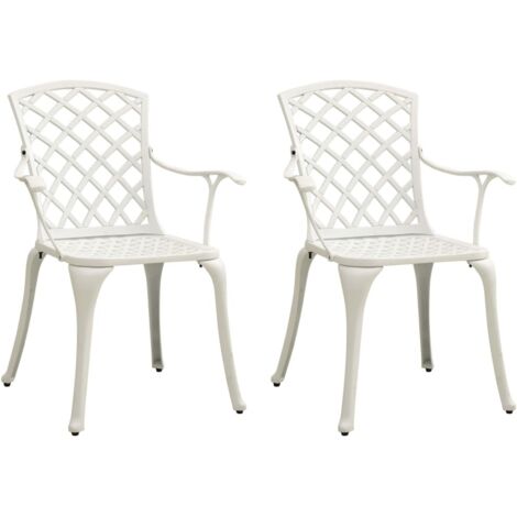 Lot de 2 Chaises de jardin Siège de Terrasse Fauteuil de jardin Aluminium coulé Blanc DHNET8686484 (1/5)