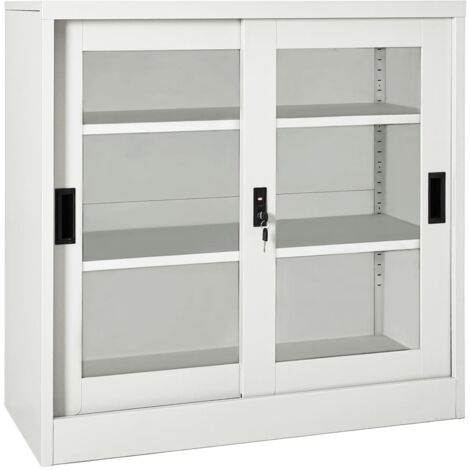 Armoire à portes coulissantes Armoire de rangement Gris clair 90x40x90 cm Acier RTJEX344311 (1/5)