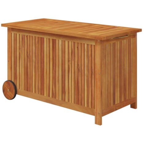 Boîte de rangement de jardin avec roues 90x50x58 cm Bois acacia (1/5)