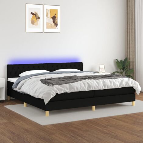 Sommier tapissier avec matelas et LED - Sommier pour Adulte et Enfant - Lit adulte - Noir 200x200 cm Tissu XEJZT812441 (1/5)
