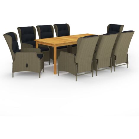 Lot de 9 Ensemble à manger de jardin,Mobilier de salle à manger Marron HH60999 (1/5)