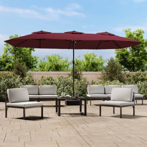 Parasol à double tête - Parasol de Jardin Extérieur - Protection Solaire pour Jardin Patio Piscine - rouge bordeaux 449x245 cm HNDX612766 (1/5)