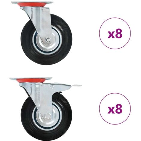 16 pcs Roulettes pivotantes 125 mm Roulettes Meuble Roulettes de Transport BZREH7308485 (1/5)