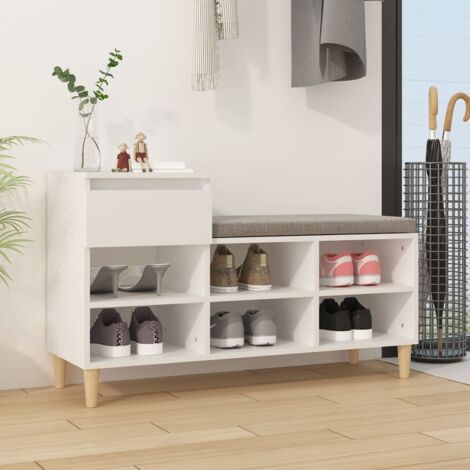 Armoire à chaussures,Meuble à chaussures,Etagère de Rangements Blanc 102x36x60 cm Bois d'ingénierie HYB69645 (1/5)