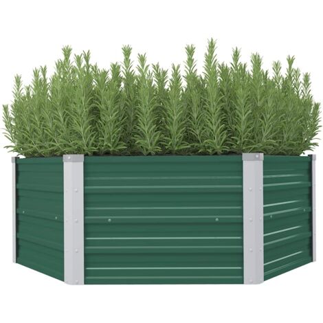 jardinière Pot de fleurs Bac à fleurs 129 x 129 x 46 cm cm Acier galvanisé Vert BVDXN889539 (1/5)