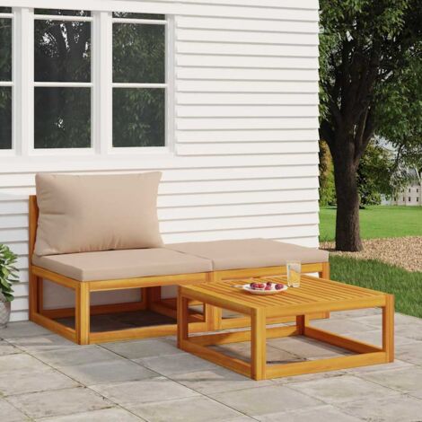 3 pcs Salon de jardin Salon d'extérieur Ensemble Meuble de Jardin Mobilier d'Extérieur avec coussins bois massif d'acacia XFNRX975393 (1/5)