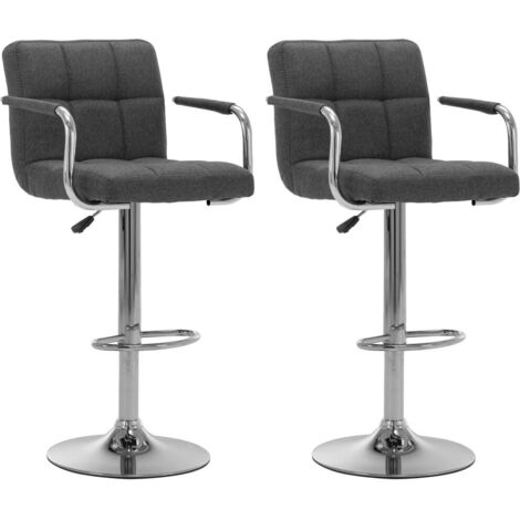 Lot de 2 Chaises de bar Tabourets de Bar Tabourets Haut gris foncé tissu BZTHBS778823 (1/5)