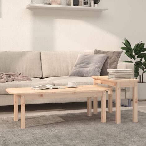 Lot de 2 Ensemble de Tables basses, Table d'appoint, Table de Salon Bois massif de pin XZZ52904119 MaisonChic (1/5)