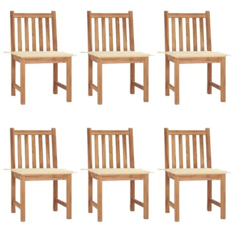 Furniture Limited - Chaises de jardin lot de 6 avec coussins Bois (1/5)