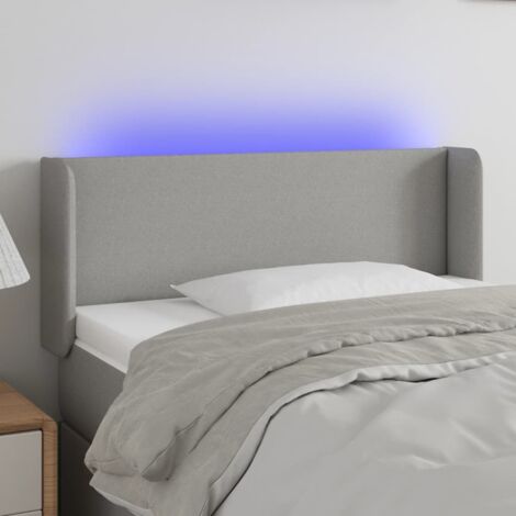 Tête de lit avec lumière LED,Panneau de lit,Décoration murale Gris clair 83x16x78/88 cm Tissu XJDT796102 (1/5)