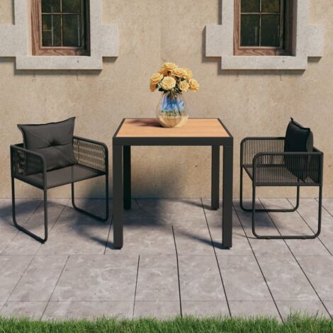 Salon de jardin 3 pcs,Mobilier de terrasse,Table et Chaise pour Relax PVC Résine tressée Noir et marron -YZ110094 (1/5)