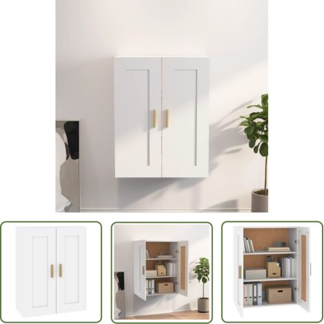 The Living Store Armoire murale blanc 69,5x32,5x90 cm bois d'ingénierie - Meuble Mural - Étagère Murale - Bibliothèque Murale - Rangement Mural - Déco Murale (1/5)