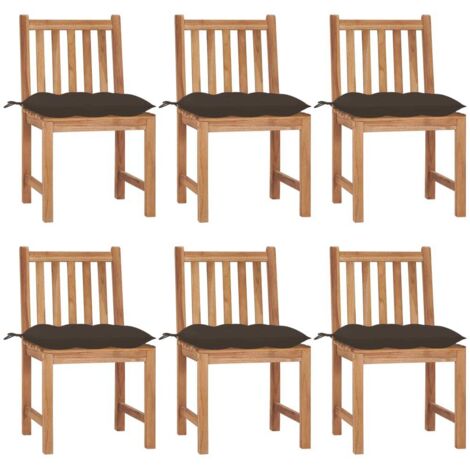 Lot de 6 Chaises de jardin Siège de Terrasse Fauteuil de jardin avec coussins Bois de teck massif DHNET5085466 (1/5)
