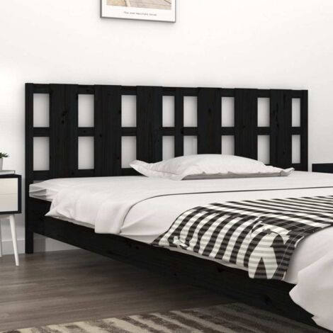 Tête de lit,Panneau de lit,Pour Lit adulte Noir 205,5x4x100 cm Bois massif de pin XZZ38969 (1/5)