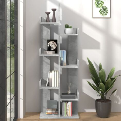 Bibliothèque Étagères de livres Meuble de Rangement Gris béton 48x25,5x140 cm Aggloméré BZREH8498891 (1/5)