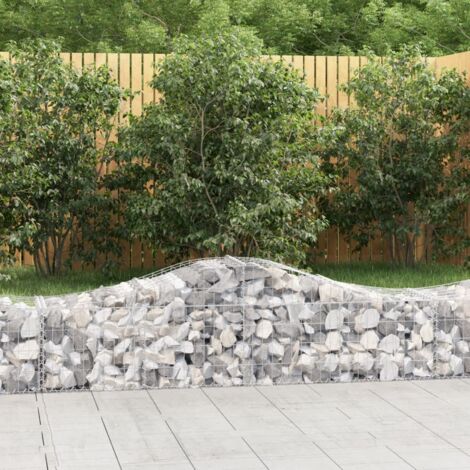 5 pcs Paniers à gabions  Clôture de jardin  Mur en Gabion  Cage à Pierres de Jardin décoratif arqués 200x50x40/60 cm fer galvanisé DBEB7215832 (1/5)