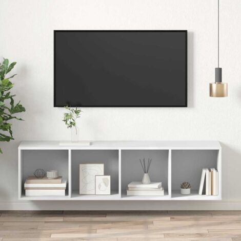 Meuble TV mural Banc TV Moderne Meuble TV Suspendu Blanc 37x37x142,5 cm Aggloméré XHET51154 (1/5)