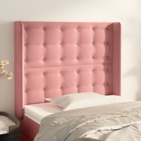 Tête de lit avec oreilles,Panneau de lit,Pour Lit adulte,Décoration murale Rose 93x16x118/128 cm Velours XZZ930712 (1/5)