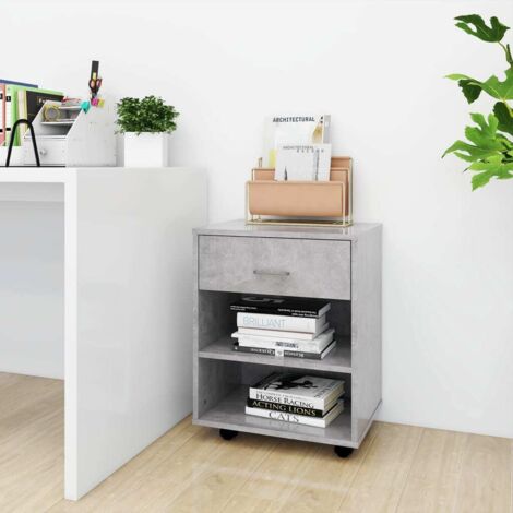 Armoire à roulettes Armoire de rangement Gris béton 46x36x59 cm Aggloméré RTJEX385113 (1/5)