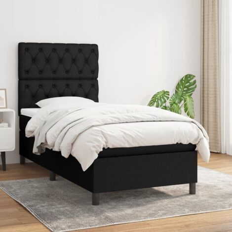 Lit à sommier tapissier et matelas,Lit Adulte,Meuble de Chambre à Coucher Noir 80x200 cm Tissu XZZ305472 (1/5)