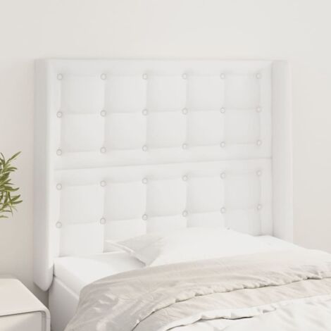 Tête de lit avec oreilles,Panneau de lit,Design industriel Blanc 83x16x118/128 cm Similicuir XJDT431490 (1/5)