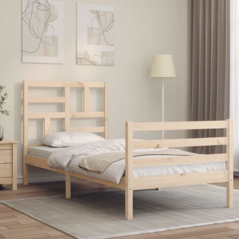 Lit adulte et tête de lit,Lit simple Cadre de lit 100x200 cm bois massif MEMV436072 (1/5)