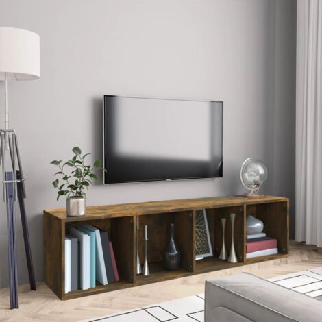 Bibliothèque/Meuble TV Moderne Banc TV Meuble de Rangement Chêne fumé 143x30x36cm Bois d'ingénierie XHET69466 (1/5)