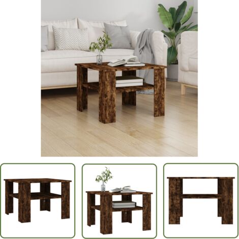 The Living Store Table basse Chêne fumé 60x60x42 cm Bois d'ingénierie - Table Basse - Meuble Salon - Table D'appoint - Bout De Canapé - Table En Bois (1/5)