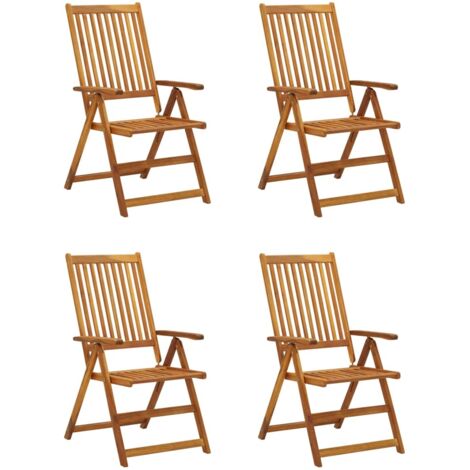 INLIFE Chaises inclinables de jardin 4 pcs avec coussins Bois d'acacia (1/5)