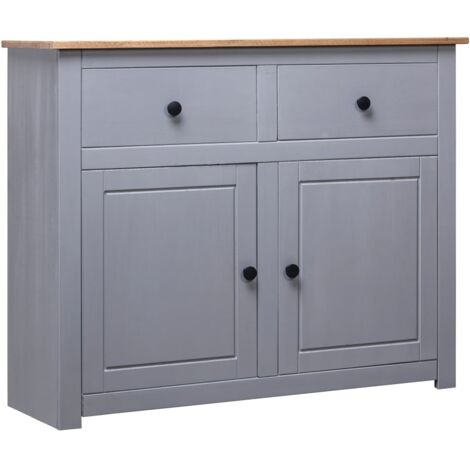 Buffet,Bahut, Meuble de Rangement pour Salon, Bureau Gris 93x40x80 cm pin, Armoire de Rangement solide Assortiment Panama FBV85825 (1/4)