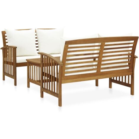3 pcs Salon de jardin Salon d'extérieur Ensemble Meuble de Jardin Mobilier d'Extérieur avec coussins Bois d'acacia solide XFNRX124499 (1/5)