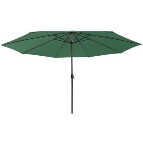 Parasol d'extérieur avec LED et mât, Parasol de balcon,Parasol jardin, Protection Solaire en métal 400 cm Vert HNDX485737 (1/5)