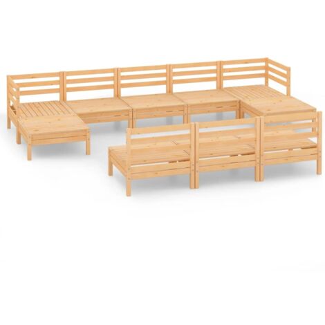 Salon de jardin 10 pcs,Mobilier de terrasse,Table et Chaise pour Relax Bois de pin massif -YZ783740 (1/5)