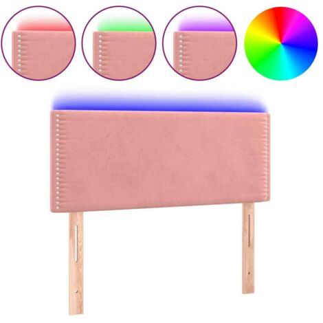 Armoire de tête de lit Tête de lit à LED, Hauteur réglable pour Chambre Rose 100x5x78/88 cm Velours -87825 (1/5)