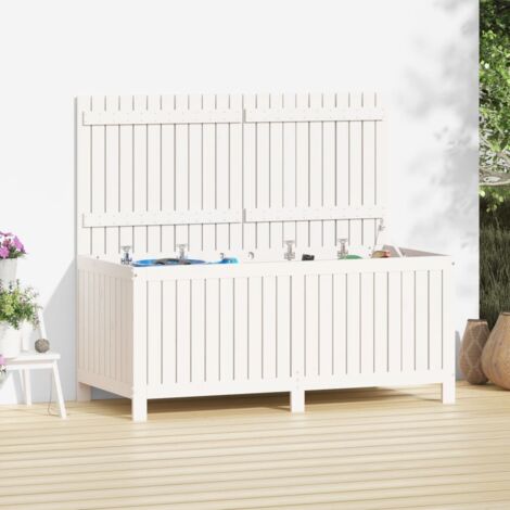 Boîte de rangement  Coffre de rangement de jardin Blanc 147x68x64 cm Bois de pin MCYMH326428 (1/5)
