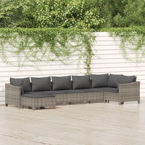 7 pcs Salon de jardin Salon d'extérieur Ensemble Meuble de Jardin Mobilier d'Extérieur avec coussins Gris Résine tressée XFNRX852563 (1/5)
