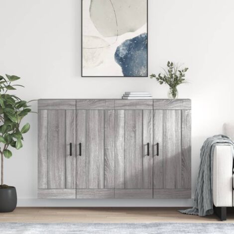 Lot de 2 Armoires murales,Armoire de rangement,Armoire suspendue sonoma gris bois d'ingénierie CNEI829494 (1/5)