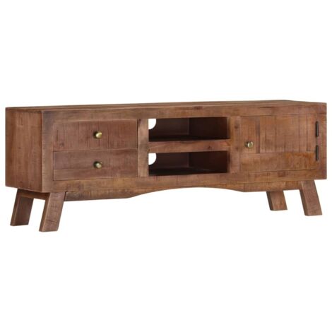 Meuble TV Moderne Banc TV Meuble de Rangement 110x30x40 cm Bois de manguier brut XHET98140 (1/5)