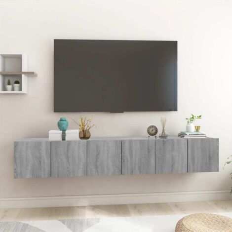 3 pcs Meubles TV suspendus Banc TV Meuble de Rangement Sonoma gris 60x30x30 cm Bois HUIBU756181 (1/5)
