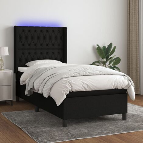 Sommier tapissier avec matelas et LED Sommier pour Adulte et Enfant Lit adulte Noir 90x200 cm Tissu XEJZT868484 (1/5)