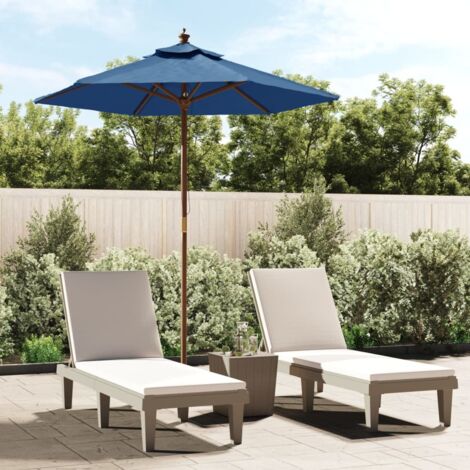 Parasol de jardin avec mât - Parasol de balcon Extérieur - Protection Solaire pour Jardin Patio Piscine - en bois bleu azuré 196x231 cm HNDX750343 (1/5)