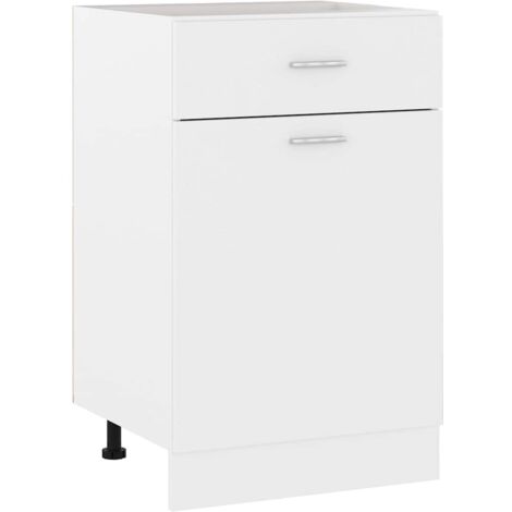 Armoire de plancher Elément bas de cuisine Placard de sol Buffet bas à tiroir Blanc 50x46x81,5 cm Aggloméré RTJEX898884