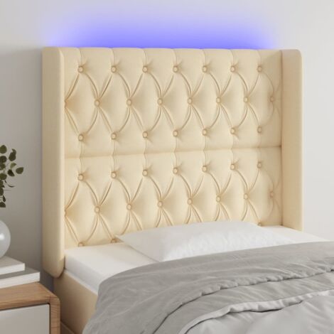 Tête de lit avec lumière LED,Panneau de lit,Décoration murale Crème 103x16x118/128 cm Tissu XEJZT264185 (1/5)