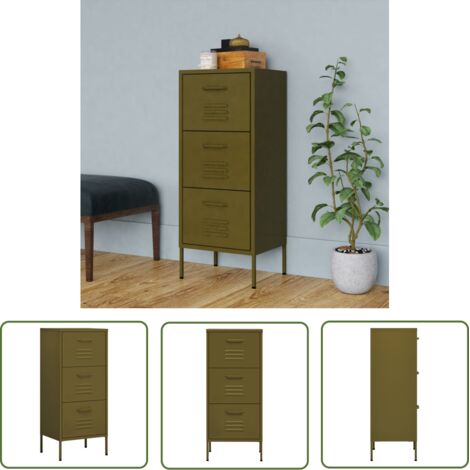 The Living Store Armoire de rangement Vert olive 42,5x35x101,5 cm Acier - Meuble De Rangement - Armoire De Rangement - Meuble Vert - Armoire Métallique - Armoire Latérale (1/5)