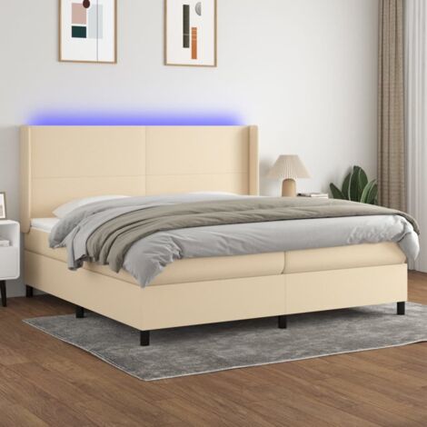 Sommier tapissier et matelas et LED Sommier pour Adulte et Enfant Lit adulte Crème 200x200 cm Tissu XRKJY9763231 (1/5)